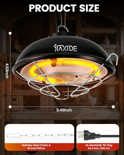 350W Dual-Mode Heat Lamp for Chickens - Long-Lasting Brooder Heater Bulb,Chick Heater with 7.87ft Cord for Chicks, Poultry & Ducklings
