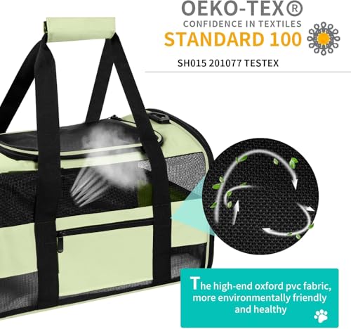 Soft Side Cat Carrier Airline Approved for Puppy Kitten Dog Carriers for Small Medium Cats Under 15lb, Collapsible TSA Approved Travel Pet Carrier, Green - color: Green