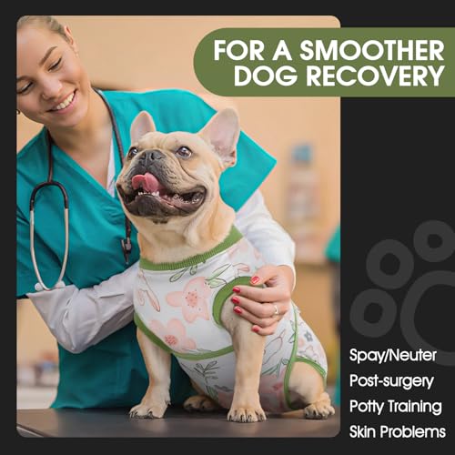 Surgery Suit for Dogs Female After Spayed, Soft Onesie for Surgery | Cone Alternative after Surgery, Dog Wound Cover Spay Suit Prevent Licking, Female Dog Onesie for Heat Cycle, Rabbit Flower XS - color: Rabbit Flower, size: Xs(back:8.3-11.4in,wt:4-7lbs)