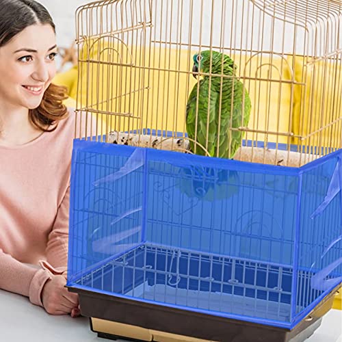 Daoeny 2Pcs Large Bird Cage Cover, Bird Cage Seed Catcher, Adjustable Soft Airy Nylon Mesh Net, Birdcage Cover Skirt Seed Guard for Parrot Parakeet Macaw African Round Square Cages (Blue + Green) - color: Blue & Green, size: 118 x 15.7 inch