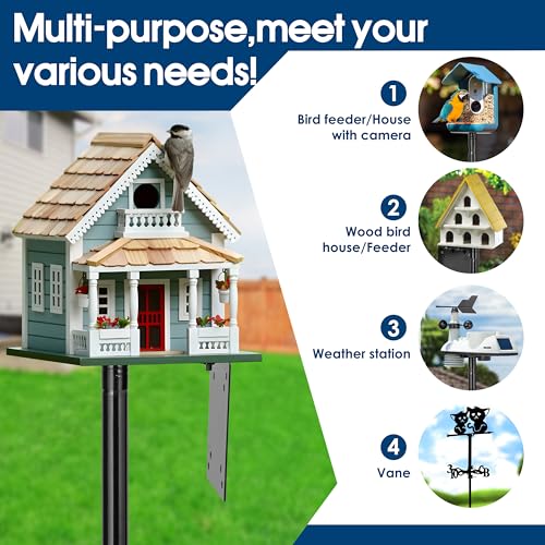Ottsuls 2 Pack 109 Inch Heavy Duty Bird Feeder Pole Kit for Wild Birds, with 5-Prong Base Feeding Station, Adjustable Birdhouse Stand - size: 109 IN-2Pack