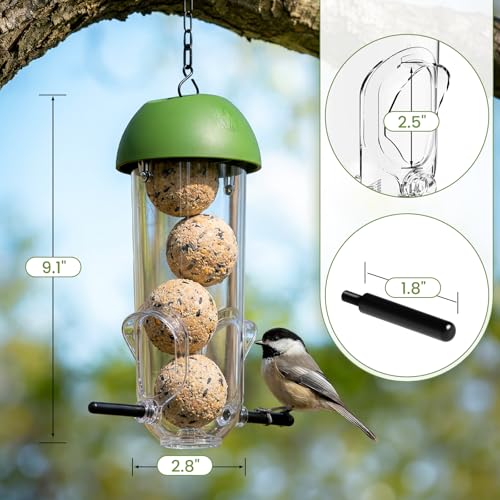 LONA Suet Ball Bird Feeder Outdoor Hanging Fat Ball Feeders with Versatile Mount Durable Weatherproof Washable Transparent Tube Wire Steel Metal Feeder for Wild Birds - style: Style1-Normal Tube