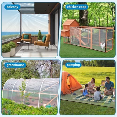 Clear Tarp Heavy Duty Waterproof,90% Transparent with Grommets | 4x8ft 10 mil clear vinyl tarp UV-resistant for greenhouse,patio,porch enclosure,chicken coop,garden and outdoor cover - size: tarp-4x8ft-1P