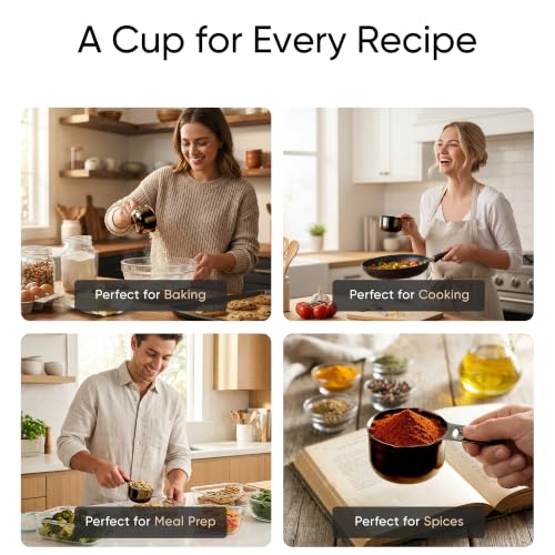 Color Up 2 Cup Measuring Cup, 480ml Black Stainless Steel Metal Measuring Scoop, Easy-Pour Spouts, Engraved Markings, for Dry & Liquid Ingredients - size: 2 Cup (480 ml) Black