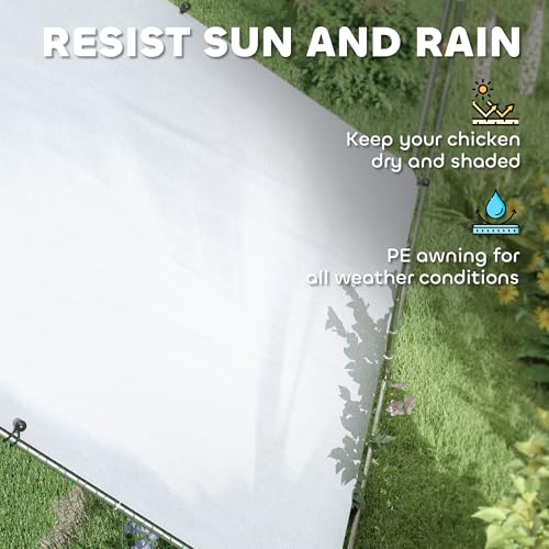 PawHut Large Chicken Coop w/Waterproof Anti-UV Cover 33' x 10' x 6.4' | Metal Chicken Run, Spire Shaped Walk in Hen House Cage for 30-40 Hens Ducks Poultry, Outdoor Yard Farm, 1" Tube Diameter - size: 393.7"L x 118.1"W x 76.8"H