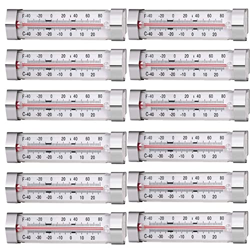 Fridge Refrigerator Freezer Thermometer, 12 Pack | 12-pack Thermometer material Plastics Stainless Steel Good quality Easy to install Cheap battery free easy food safe