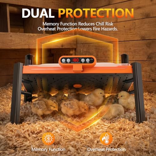 11 x 15 Chick Brooder Plate & Chicken Coop Heater, Smart Display | Temperature Display, Adjustable Height, Memory Function, Overheat Protection for Safety, 150W Energy Efficient