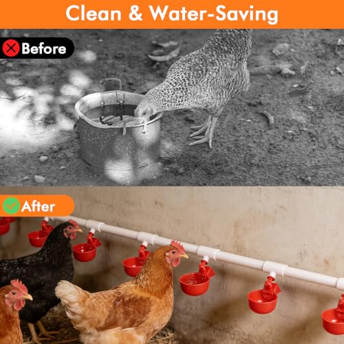 Automatic Chicken Waterer System, 8-Cup PVC Kit, with Float Valve | Gravity-Fed Poultry Watering Kit, 56 Accessories, Fits Chickens, Ducks, Quail, Leak-Proof PVC and Stainless Steel Hoses