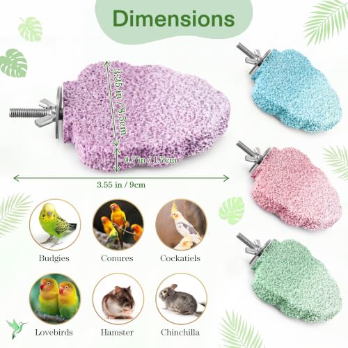 4 PCS Bird Beak Grinding Stone, Bird Perches for Cage, Parrot Perch Stand | For Small Medium Cockatiel Lovebird Finch Chinchillas Hamsters, Climbing Ledge, Grinding Claws and Beaks, Tree-shaped Design