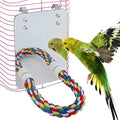 Mygeromon Bird Mirror for Cage with Parrot Rope Perches | for Parakeet, Budgerigar, Lovebird