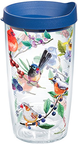 Tervis Watercolor Songbirds Made in USA Double Walled Insulated Tumbler Cup Keeps Drinks Cold & Hot, 16oz, Clear | Made in USA, Double-wall Insulated, Shatterproof, BPA-Free, Dishwasher Safe, Fits Most Cupholders, Gifts under $20 - style: 16oz