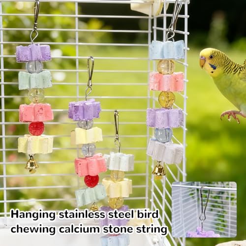 Hamiledyi 2Pieces Parrot Beak Trimmer Calcium Stone Chinchilla Grinding Teeth Lava Block Bird Beak Trim Pumice Toy Mineral Rock Chewing Toys with Bell for Conure Budgies Parakeet Hamster Rabbit - size: 2Pieces