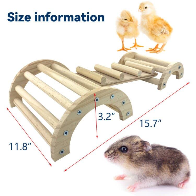 Chicken Perch Roosting Bar Jungle Gym Wooden Arch Bridge Platform Stand Ladder 3in1 Climbing Ramp Toys for Chick Hamsters Gerbils Mice Rodent and Small Animals