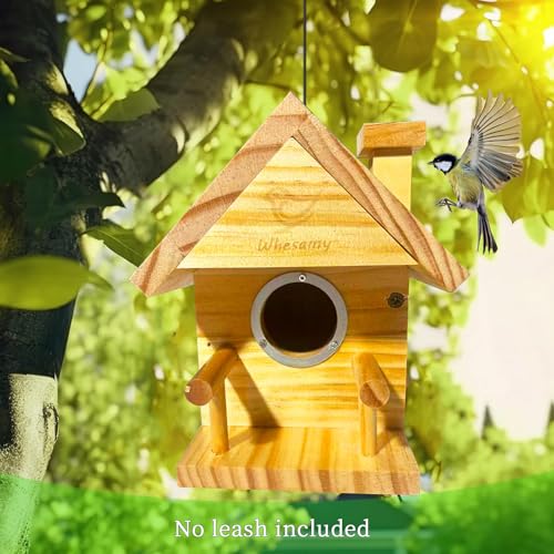Bird Houses for Outside, Bird House Clearance with Metal Predator Guard for Bluebird Wren Swallow Finch, Cedar Wooden Hanging Birdhouse for Outdoor Garden, Lacquer Finished