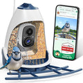 Smart Bird Feeder with Camera, Dual Seed Chambers &Squirrel-Proof, Solar-Powered HD Camera Birdfeeder with Free AI Birds Species Recognition, Real-Time App Alerts–Ideal Gift for Bird Lover - color: Blue