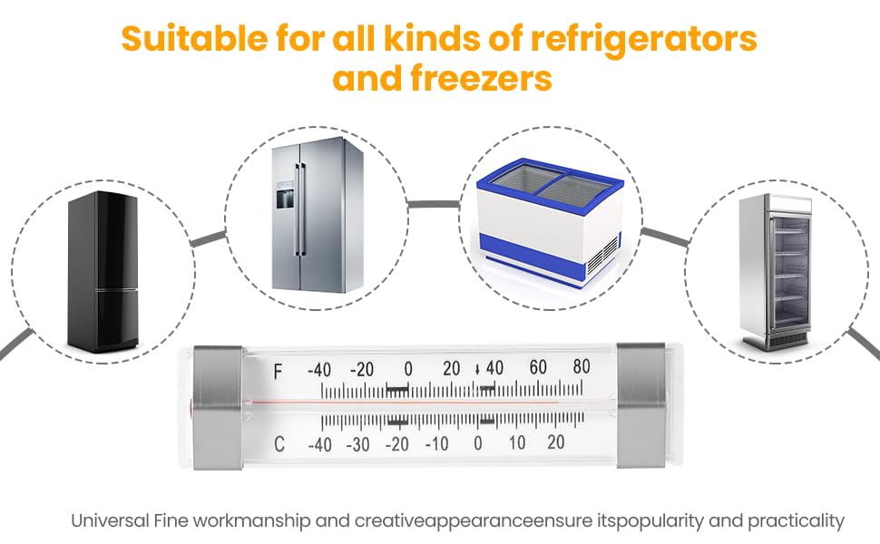 Fridge Refrigerator Freezer Thermometer, 12 Pack | 12-pack Thermometer material Plastics Stainless Steel Good quality Easy to install Cheap battery free easy food safe