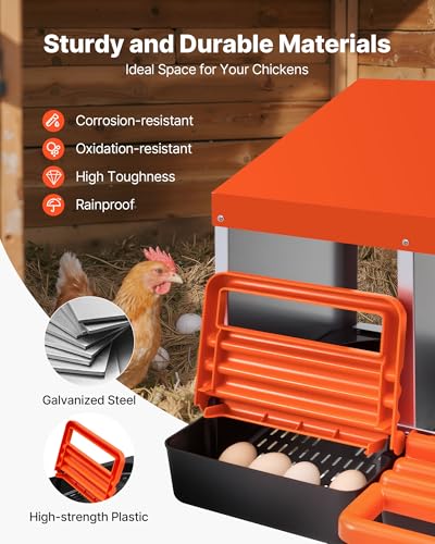 VEVOR 2 Tiers Chicken Nesting Boxes, 8 Compartments, Metal Egg Laying Boxes with Protective Collection Lids, Roll Out Nesting Box, Easy to Assemble, Ideal for Hens, Ducks, Chickens, and Other Poultry - size: 41.7"L x 20.6"W x 31.4"H