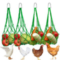 Chicken Vegetable Fruit Hanging Feeder 4Pcs, Reusable String Bag with Hook for Chicken Coop Toys, Poultry Feeding Tool for Hens,Duck,Goose(Green) - color: Green