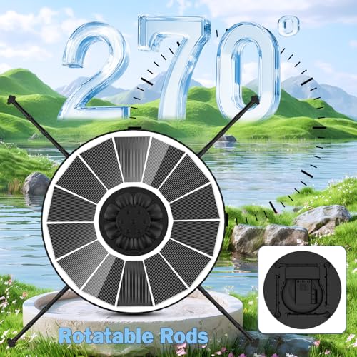 Yzert Solar Fountain Pump with 2000mah Battery 3.5W, 3-Level Adjustable Water Height, Rotating Rods, Works in Shadow, 7 Nozzles, 2026 Glass Outdoor Fountain for Bird Bath, Garden, Pond - color: White
