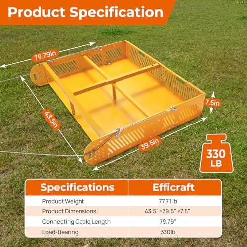 POPMOON 2-in-1 Horse Manure Fork & Tow Behind Trailer Manure Scooper 330lb | Heavy Duty 330lbs Capacity Paddock Cleaner, Easy Assemble Drag Manure Collector for Pasture, Farm & Yard Sweeper - size: 43.5" L - no wheels