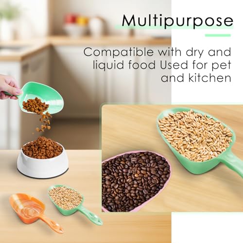 Melamine Pet Food Measuring Scoop, 1 Cup 1/2 Cup 1/4 Cup with Clear Measurement Lines for Dog, Cat, Bird, and Rabbit, Durable, Ergonomic Handle, Dishwasher safe-Green - color: Green