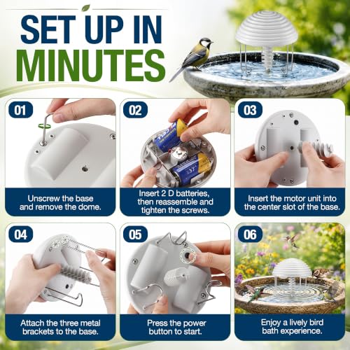 Bird Bath Water Circulator with 2 D-Cell Batteries, Quiet Waterproof Bird Bath Agitator, Birdbath Bubbler Keeps Water Moving & Attracts Birds for Outdoor Patio Garden(Spiral Paddle) - style: Spiral Paddle