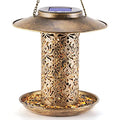 SWEETFULL Solar Bird Feeder for Outdoors Hanging, Metal Wild Bird Feeder for Cardinals Solar Garden Lantern with S Hook as Gift Ideas for Bird Lovers (2LBs Heavy Duty Weather Resistance birdfeeders) - size: 8"x8"