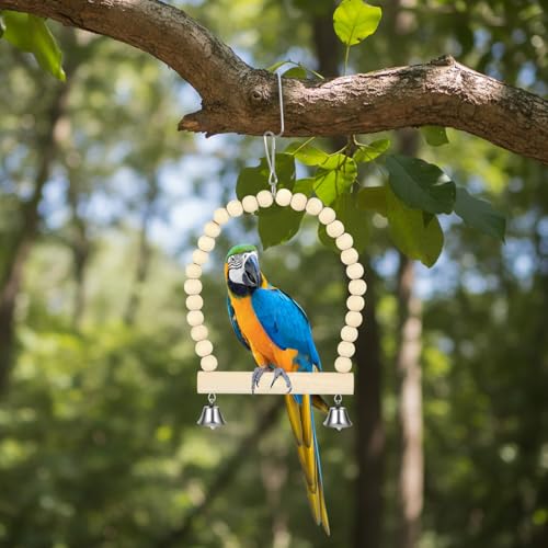Morezi Bird Swing for cage Parakeet Parrot Swing Wood Hemp Rope Ladder Toy Play Gym Hanging Swing Parrot Perch Hammock Toy for Budgerigar Conure Cockatiel mynah Finches Small Medium Breeds 10pcs