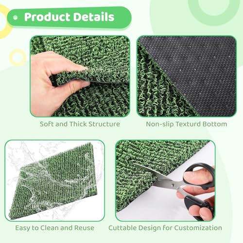 8 Pcs Chicken Nesting Pads, Washable Nesting Box Liners for Chicken Coop, Reusable Plastic Nest Box Pads with 4 Pcs Fake Wooden Eggs, Chicken Laying Mats, 12×12×0.8 inch - color: Green x 8