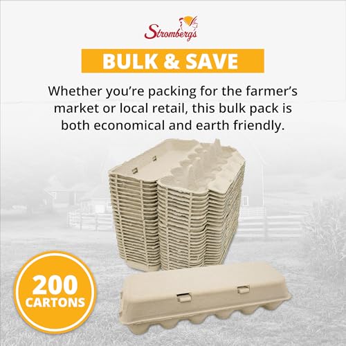 Stromberg's Large Blank Flat Top Chicken Egg Cartons, Perfect for Personalization, Eco-Friendly and Biodegradable, Made From Recycled Materials, Ideal for Farmers and Crafters, 200 Pack - size: 200