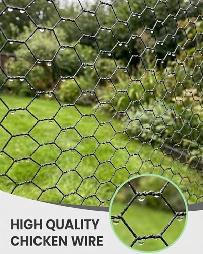 Black PVC Coated Chicken Wire, 72in x 150ft Poultry Netting Roll, 1 inch Hex Mesh Garden Fence for Chicken Coop, Rabbit Pen, Yard - size: 72 inchx150 Ft