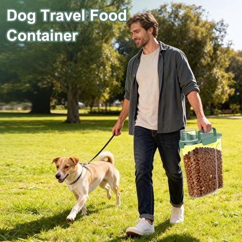 Uppetly Dog Cat Food Storage Container, 5-7Lbs Pet Food Containers, Airtight Cat Food Container with Portable Handle & Measuring Cup, Small Animal Dry Food Dispenser for Dogs, Cats and Birds Green - color: Green