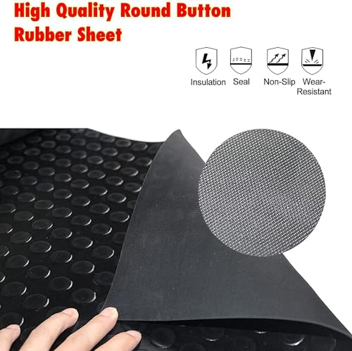 Heavy Duty Coin-Grip Rubber Flooring Roll, 4' x 8', 1/8" Thick, Black, Waterproof, Anti Slip, Safety Floor Protector Mat for Garage, Workshop, Bench, Cellar, Trailer, Mews, Cowshed
