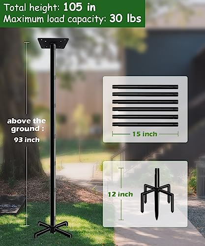 105 Inch Bird House Pole Mount Kit, Adjustable Heavy Duty Bird Feeder Pole for Outdoors, Universal Mounting Post Set with 5-Prong Base, Black, 1 Pack - size: 105 INCH