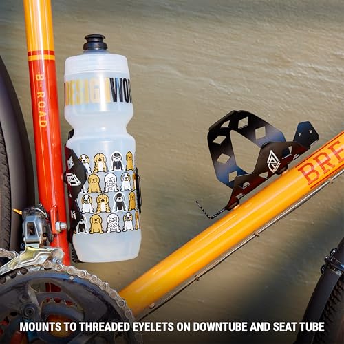 Portland Design Works Water Bottle Cage - Lightweight Water Bottle Holder For Bikes, RATTLESNEK KEJ, Black - Left Opening - style: RATTLESNEK KEJ - Black - Left Opening