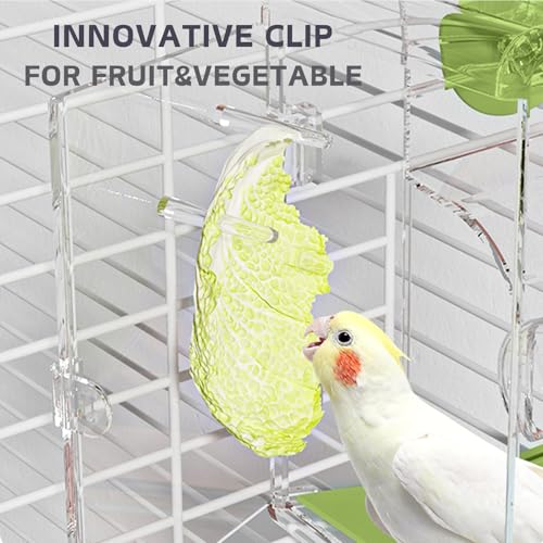 Automatic Bird Feeder, No Mess Bird Cage Feeder with Perch Multi-Functional Holder for Fruits Vegetables for Parakeet Canary Cockatiel Finch (Blue) - color: Blue