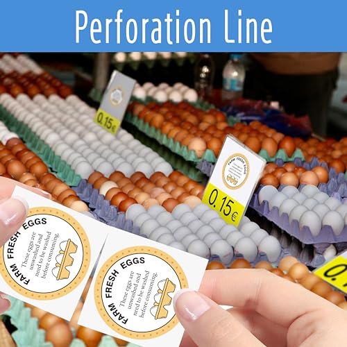 Farm Fresh Eggs Labels, 2 Inch Round Egg Stickers Self Adhesive Egg Packaging Stickers for Chicken, Quail, 600PCS Per Roll