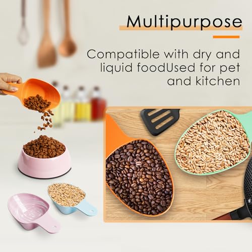 Dog Food Scoop-Melamine Pet Food Measuring Cup - 1 Cup 1/2 Cup 1/4 Cup Dog Cat Bird and Rabbit Food Feeding Scoop Dishwasher Safe - Orange - color: Orange