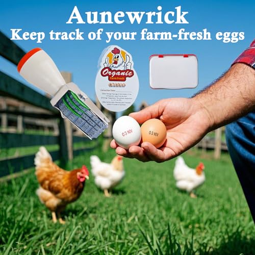 Egg Dater Kit, 1 Date Stamp（Month&Day）, 1 Red Fade-Resistant Ink, 50 Farm Fresh Eggs Instructions, for Chicken Duck Turkey Goose Eggs - color: Red