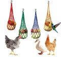 4PCS Chicken Vegetable String Bag, Poultry Fruit Holder Chicken Cabbage Feeder Treat Feeding Tool with Hook for Hens Coop Toy for Hen Goose Duck Large Birds (Red+Yellow+Green+Blue) - color: Red+Yellow+Green+Blue