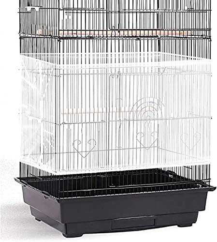 Adjustable Birdcage Seed Catcher Feather Catcher Bird Cage Cover Net Airy Soft Skirt Guard Birdcage Nylon Mesh Netting for Parrot Macaw Parakeet Round Square Cage (118 x 16 Inch, White) - color: White, size: 118 x 16 Inch