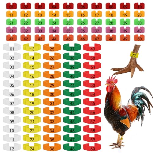 110 Pcs Chicken Leg Rings, Number Chicken Identification Hand Rings