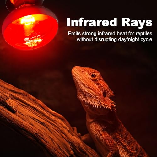 2 Pack Infrared Heat Lamp Bulbs, 100W Reptile Heat Emitter Infrared Basking Spot Light, Red Heat Lamp for Chickens Coop Reptile Pets Brooder Use - style: 100W Infrared Bulbs