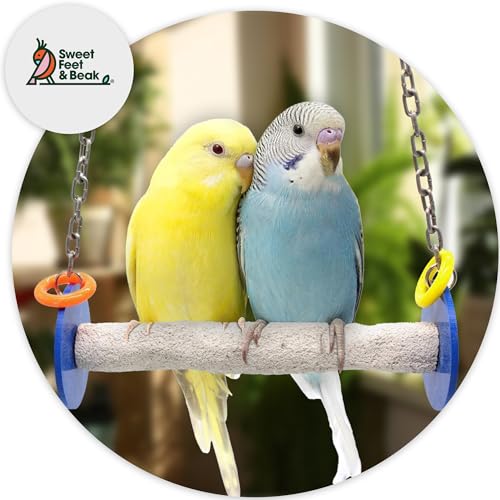 Sweet Feet and Beak Roll Bird Swing, Small, Outdoor Pedicure Perch, Yellow | Ceiling Mount, 7" Outdoor Bird Perch with Break Plastic Ends and Rings, Feet and Muscle Stimulation, Available in 5 Sizes - color: Yellow, size: 7.5" Small