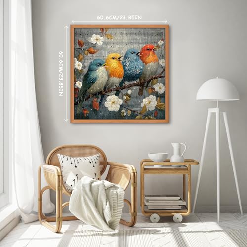 Bird Puzzles for Adults 1000 Pieces, Nature Puzzle with Flowers, Songbirds on Tree Branch Scene Landscape Jigsaw Puzzles, Challenging Puzzles for Adults