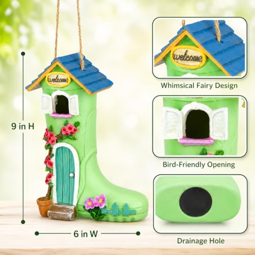 Yinns Birdhouse, Hanging Bird House for Wild Bird Outside Garden Decor,Boot | Outdoor Hanging Wild Birdhouse, Resin Rain Boot Bird House Garden Decor, Offering Nesting Spots for Bluebirds - color: B-Rain Boot
