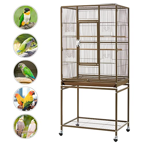 Topeakmart 53.5inch Large Bird Cage Metal Mobile Parrot Cage for Canary Pacific Parrotlet Lovebird Budgie Caique Senegal Green-cheeked Conure, Palmer Green - color: Palmer Green