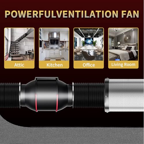 Inline Duct Fan 4 Inch 200 CFM with Variable Speed Controller | 4inch exhaust fan, Ventilation Exhaust Fan, Grow Tent, Hydroponics, Indoor Garden, Low Noise HVAC Vent Blower - size: 4 Inch Fan