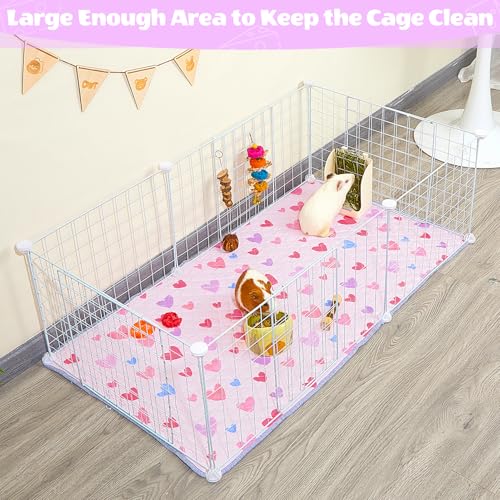 2 Pack Guinea Pig Bedding, Washable Guinea Pig Cage Liner Reusable Guinea Pig Mat Waterproof Guinea Pig Bedding for Cage, Super Absorbant Guinea Pig Pee Pads for Small Animals Hamster Rabbit Squirrel - color: Pink Heart, size: 47X24in