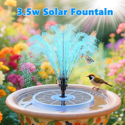 AISITIN 3.5W Solar Fountain Pump with 8 Nozzles & 3 Integrated Bracket | Upgraded Floating Solar Water Fountain Kit for Garden, Pond, Pool, Water Feature and Outdoor (Blue) - color: Blue01